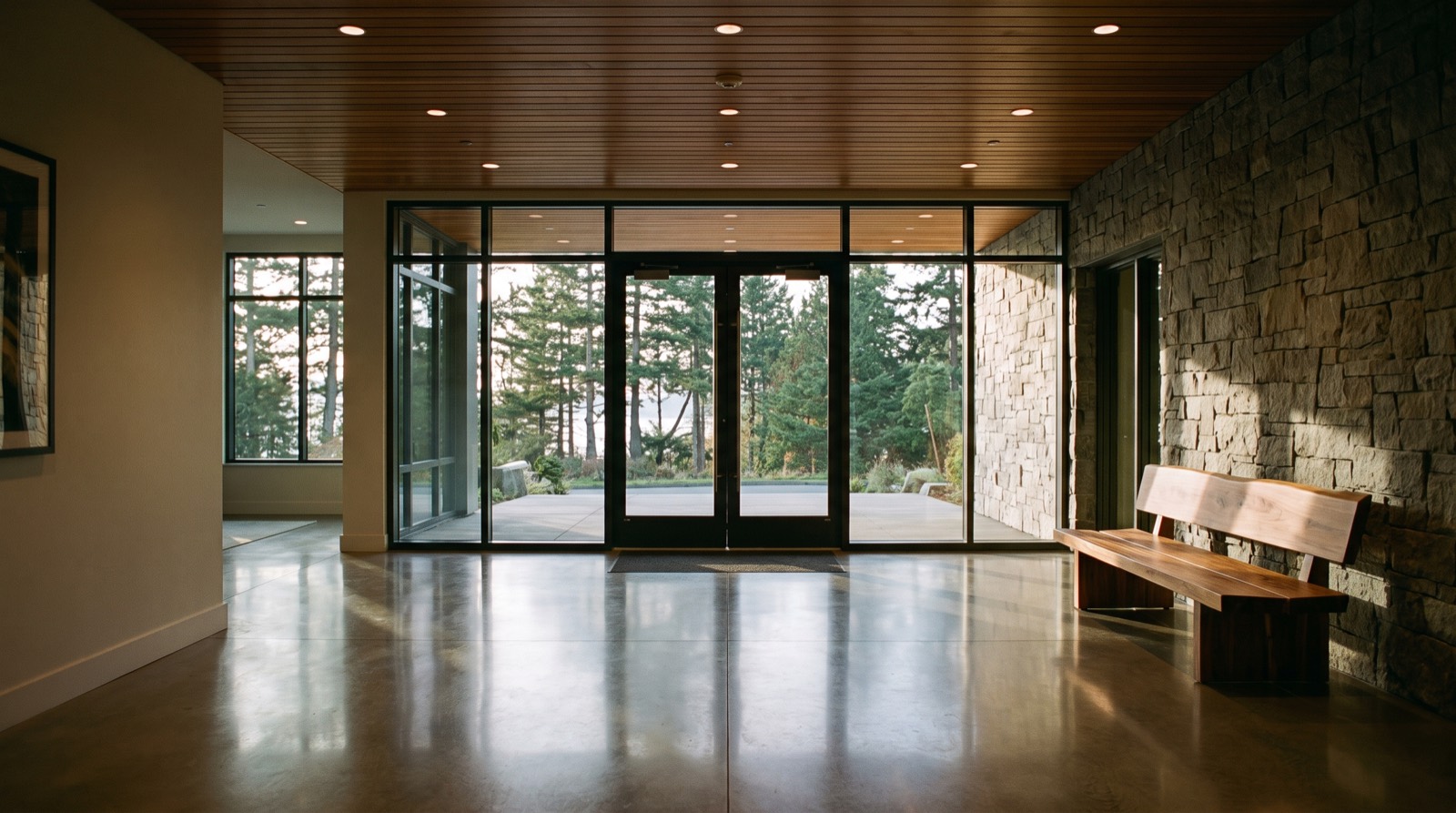 Clean modern condominium lobby in Greater Victoria